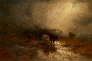 Gado na névoa (óleo sobre tela) de Joseph Farquharson