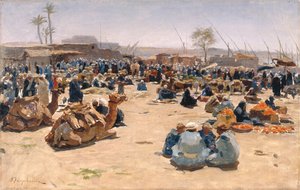 Mercado do Nilo, c.1893 (óleo sobre tela) de Joseph Farquharson