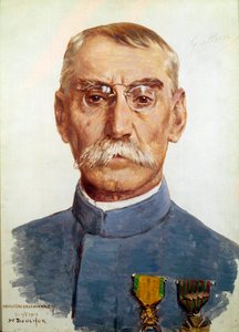 Primeira Guerra Mundial (1914-1918): "Retrato de Marechal Joseph Simon Gallieni (1849-1916)". Pintura de Joseph Felix Bouchor (1853-1937) 1915 Sol. 0,33 x 0,24 m