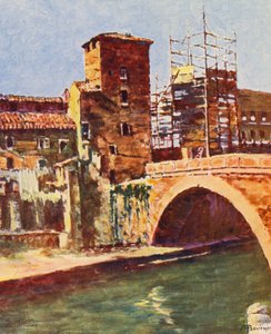 Roma: A Isola sobre o Tibre (litografia a cores) de Joseph Felix Bouchor