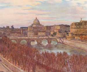 Roma: Vista de Roma a partir do Palácio Primoli (litografia a cores) de Joseph Felix Bouchor