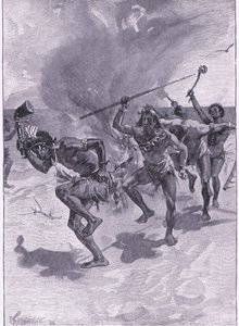 Estavam todos a dançar à volta de uma fogueira (litho)