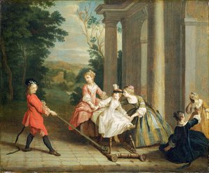 Crianças brincando com um cavalo de passatempo, c.1741-47
