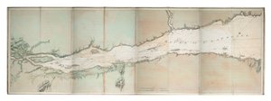 Carta do rio de São Lourenço, costa atlântica da América do Norte, c.1781 (gravura a cores)