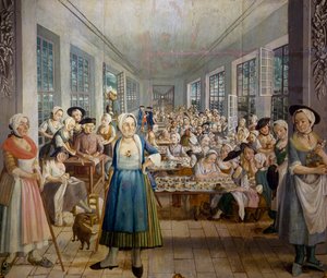 Fábrica têxtil Wetter Brothers em Orange, Provença em 1764, departamento de estampagem de tecidos, por Joseph Maria Gabriel Rossetti, França