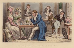 John Bull e a sua família num Ice Cafe (gravura a cores)