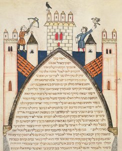 Caça com falcões, ilustração da Bíblia judaica Cervera, 1299