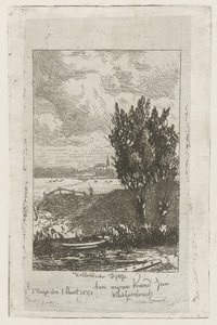 Paisagem de prado com vala Dique holandês (título no objeto)