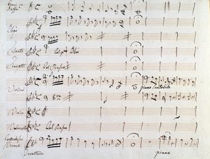 Primeira página de partitura de minueto em Armida por J Haydn (1784) de Joseph Haydn