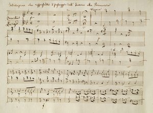 Abertura da partitura de &39;Primavera&39;, do oratório &39;The Seasons&39;, realizada pela primeira vez em abril de 1801 de Joseph Haydn