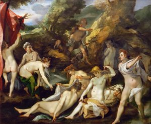 Barroco : Diane et Acteon - Diana e Actaeon par Heintz, Joseph, the Elder (1564-1609), ca. 1595. Óleo sobre cobre, 40x49. Museu de História de Arte, Vienne