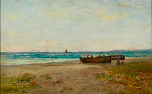 Tending the Boats, Ayrshire Coast (óleo sobre tela)