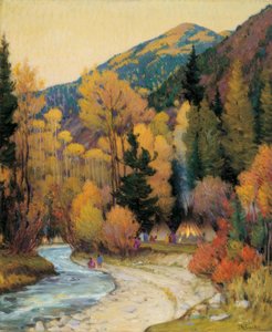 Acampamento apache em Hondo Canyon de Joseph Henry Sharp
