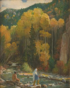 Índios Pesca, Taos Canyon de Joseph Henry Sharp