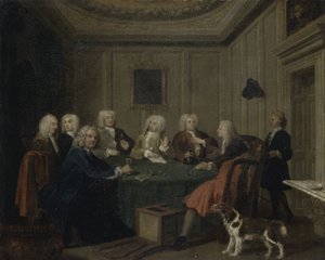 Um Clube de Cavalheiros, c.1730 (óleo sobre tela) de Joseph Highmore