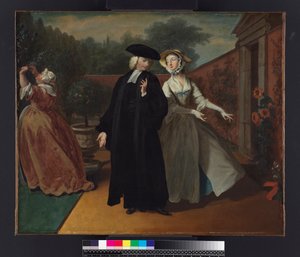 Pamela mostra o Sr. Williams um esconderijo para suas cartas, de "Pamela: ou Virtude recompensada" por Samuel Richardson (1689-1761) publicado em 1740, c.1744 de Joseph Highmore