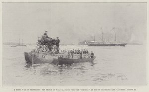 Uma nova maneira de viajar, o Príncipe de Gales pousando do Osborne no Mount Edgcumbe Park, sábado, 27 de agosto de Joseph Holland Tringham