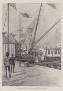 De volta a Erin mais uma vez, a rainha prestes a pousar em Kingstown Harbour de Joseph Holland Tringham