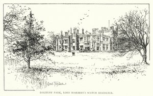 Dalmeny Park, residência escocesa de Lord Rosebery (litografia) de Joseph Holland Tringham