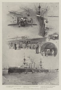 HMS Terrible, 14.220 toneladas, o maior cruzador no mundo, preparando-se para a guerra