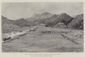 A Força de Socorro Chitral atravessando o rio Swat de Joseph Holland Tringham