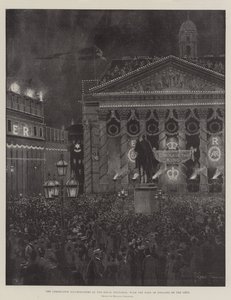 As Iluminações da Coroação no Royal Exchange, com o Banco da Inglaterra à Esquerda de Joseph Holland Tringham