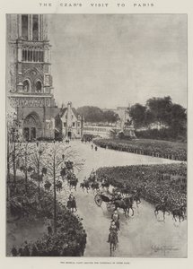 A visita do czar a Paris, o Partido Imperial deixando a Catedral de Notre Dame de Joseph Holland Tringham