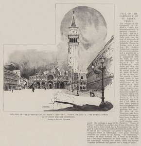 A queda do Campanile da Catedral de São Marcos, em Veneza, em 14 de julho, a famosa Torre como representava dez séculos de Joseph Holland Tringham