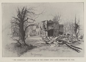 O Hermitage, Club-House do Surrey Golf Club, destruído pelo fogo de Joseph Holland Tringham