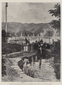 A visita do imperador alemão aos lagos, embarcando no Old England Landing-Stage, Bowness de Joseph Holland Tringham