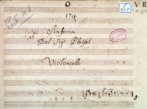 Primeira página da partitura de uma Sinfonia em Ré maior de Pleyel de Joseph Ignace Pleyel
