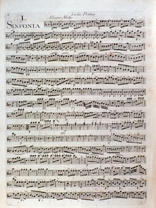 Página da partitura musical da Symphony in ut major de Pleyel de Joseph Ignace Pleyel