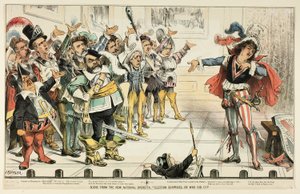 Cena da Nova Opereta Nacional, de Puck de Joseph Keppler