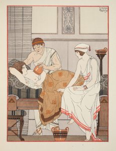 Aplicando uma sucção no peito, ilustração de &39;The Works of Hippocrates&39;, 1934 de Joseph Kuhn Regnier