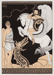 Perseu e Andrómeda (litografia a cores) de Joseph Kuhn Regnier