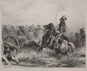 Cena de cavalaria, 1836. de Joseph Louis Hippolyte Bellange
