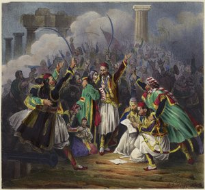 Cena de celebração com figuras em trajes tradicionais de Joseph Louis Hippolyte Bellange