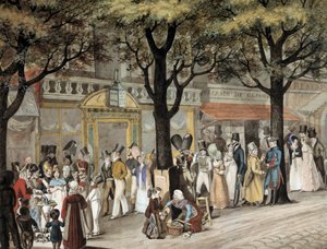 Caminhada numa avenida em Paris em 1819 aguarela de Joseph Louis Bellange (1800-1866) 1819 Paris, Musee Carnavalet
