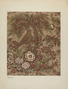 Algodão estampado Chintz, c. 1940.