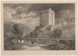 Castelo de Borthwick (Antiguidades Provinciais e Cenário Pitoresco da Escócia), gravado por Henry Le Keux (1775-1851)