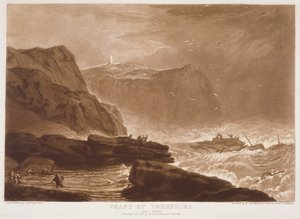 F.24.I Coast of Yorkshire, do &39;Liber Studiorum&39;, gravado por William Say