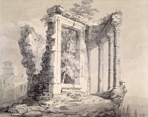 Templo da Sibila, Tivoli (lápis e aquarela sobre papel) de Joseph Mallord William (attr.to) Turner