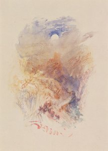 Um desfiladeiro de montanha ao luar, c.1845 (aguarela sobre papel) de Joseph Mallord William Turner