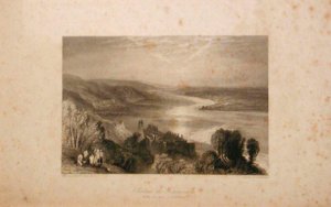 Castelo de Tancarville com a cidade de Quilleboeuf de Joseph Mallord William Turner