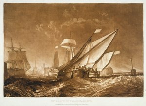 F.55.I Entrada ao Porto de Calais, do &39;Liber Studiorum&39;, gravado pelo artista, 1816 de Joseph Mallord William Turner