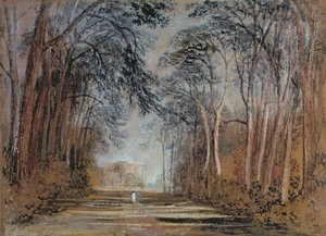 Farnley Avenue, Farnley Hall, Yorkshire (lápis, giz, aquarela, guache e água) de Joseph Mallord William Turner
