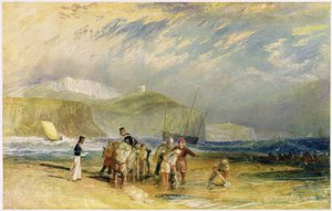 Folkestone Harbour e Coast to Devon, c.1830 (wc e guache sobre papel) de Joseph Mallord William Turner