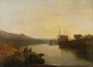 Castelo de Harlech, de Twgwyn Ferry, crepúsculo da tarde de verão