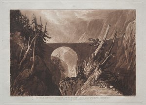 Liber Studiorum: Ponte do Pequeno Diabo sobre o Russ, acima de Altdorft, Suíça de Joseph Mallord William Turner