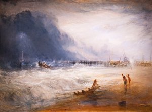 Barco salva-vidas e aparato de homem por homem a partir para uma embarcação encalhada de Joseph Mallord William Turner